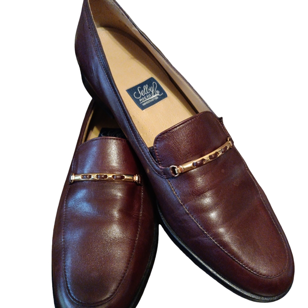 Selby Mocfit handcrafted brown leather women's loafers SZ 11. Mint condition.